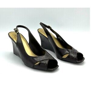 Nine West Slingbacks 4" Heels Peep Toe Patent Leather, 6